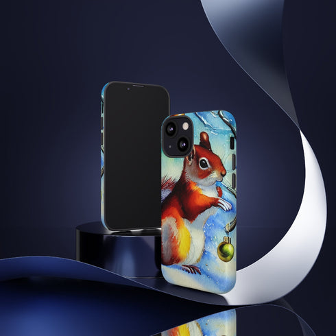 A Squirrel Decorates the Forest for Christmas - Impact Resistant Phone Case